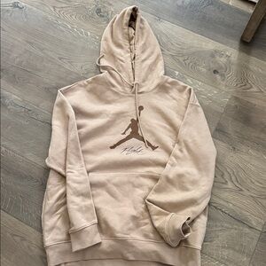 Jordan Tan Hoodie with Red Logo